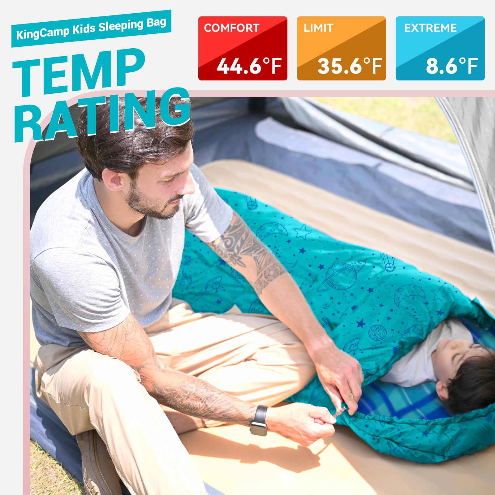 KingCamp Galaxy Zoo C 300 Flannel Kids' Sleeping Bag