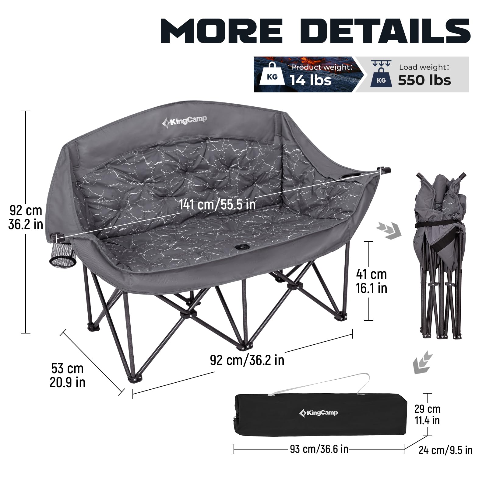 KingCamp CANNA C20 PLUS Loveseat Double Seat Chair