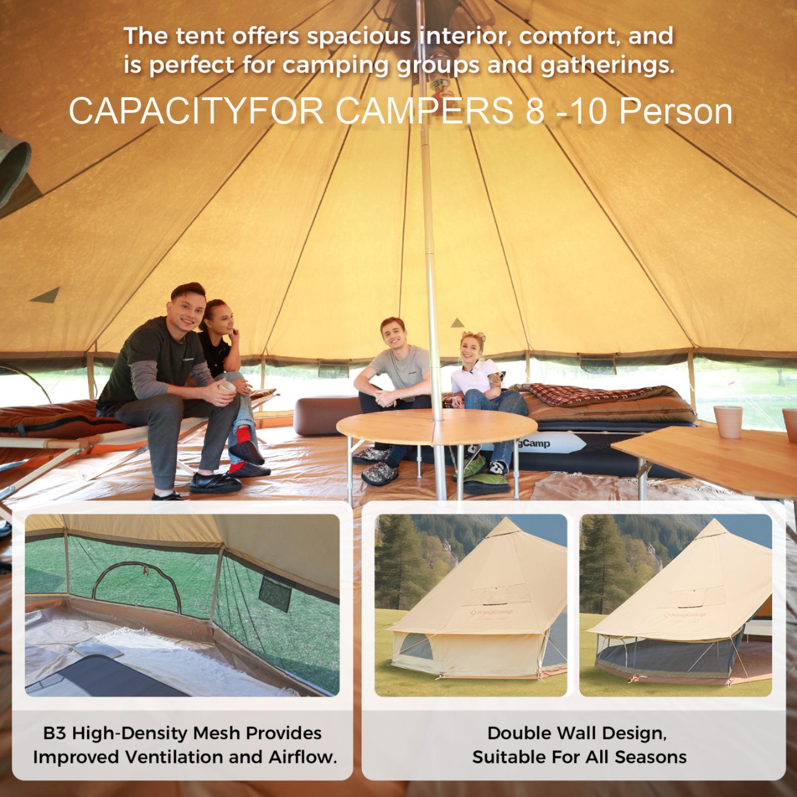KingCamp KHAN X 340GSM TC Canvas 4-Season Bell Tent