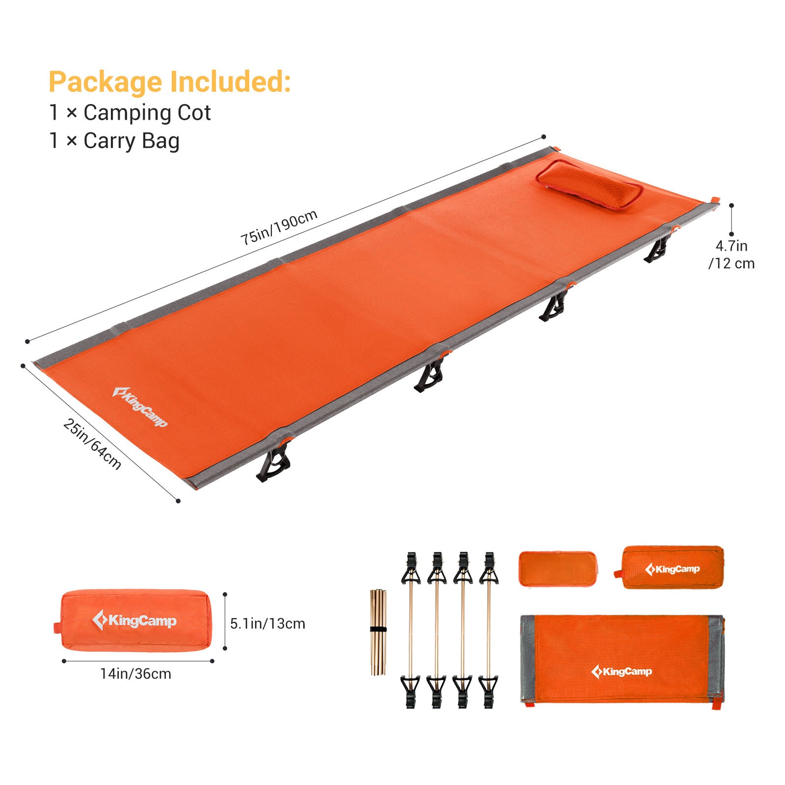 Kingcamp Ultralight Folding Camping Cot | ADI Compasso d'Oro Award 2017