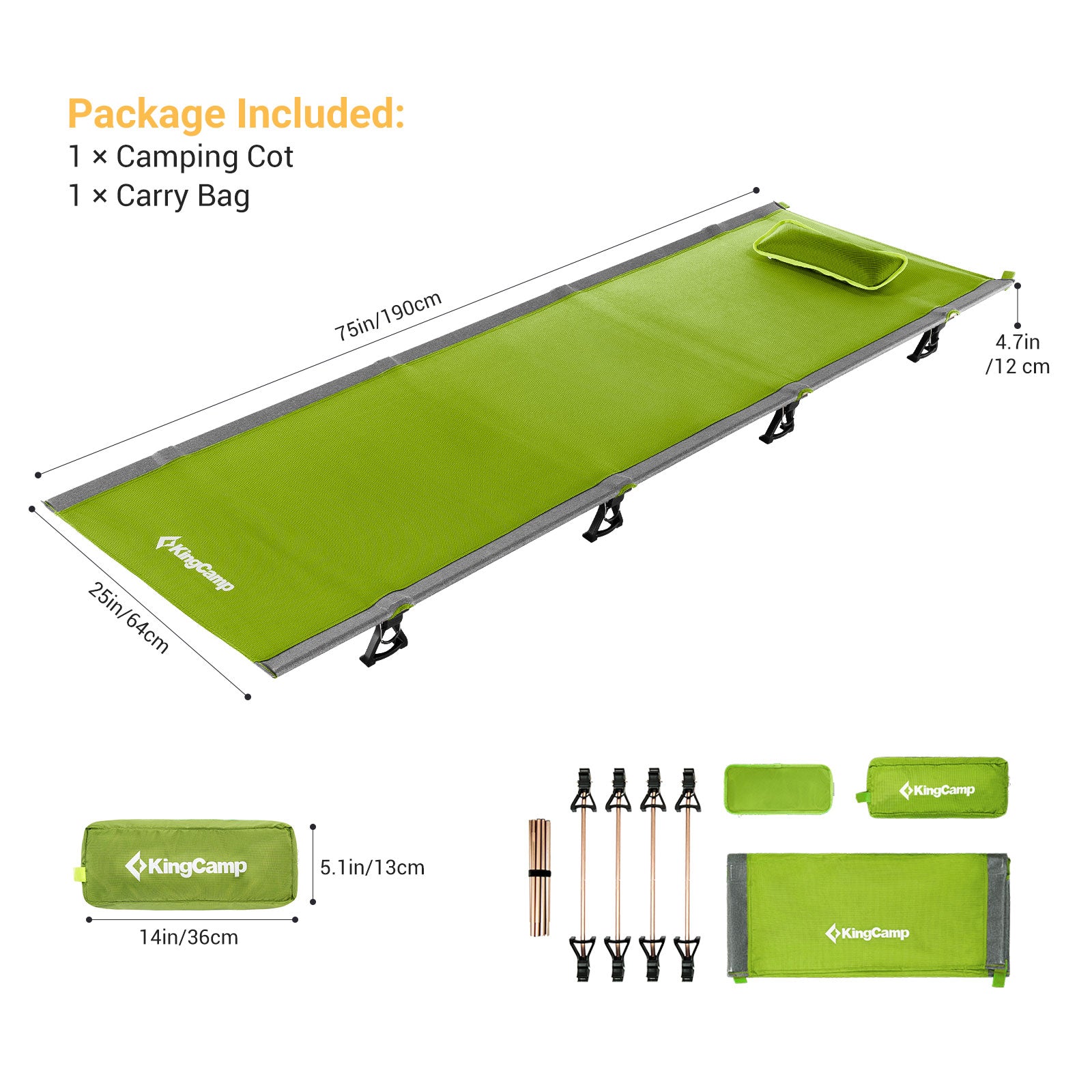 Kingcamp Ultralight Folding Camping Cot | ADI Compasso d'Oro Award 2017