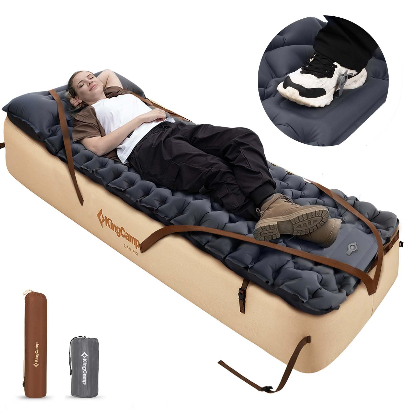 KingCamp Bell Tent & Double Air Bed Frame Bundle for Couples