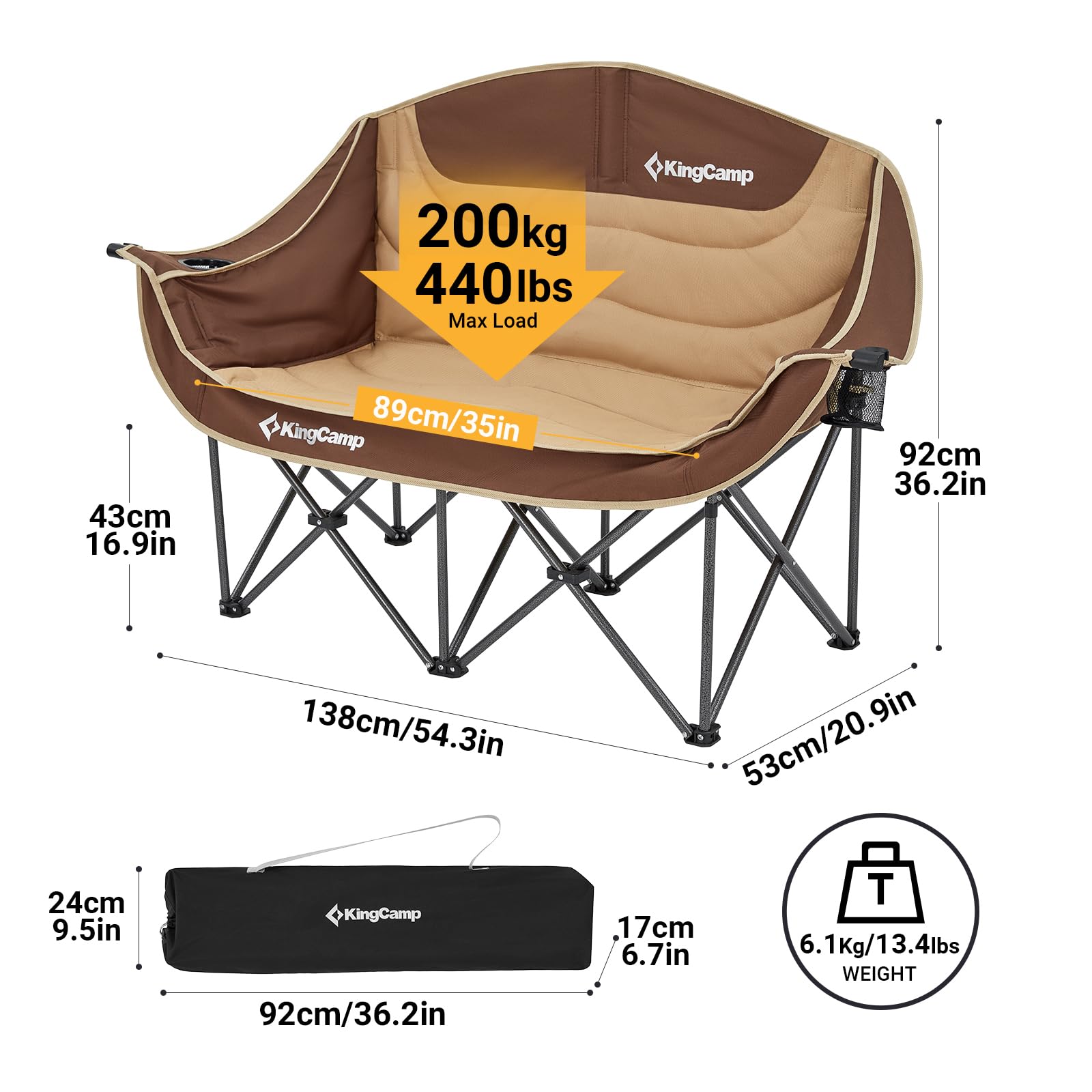 KingCamp CANNA C20 PLUS Loveseat Double Seat Chair
