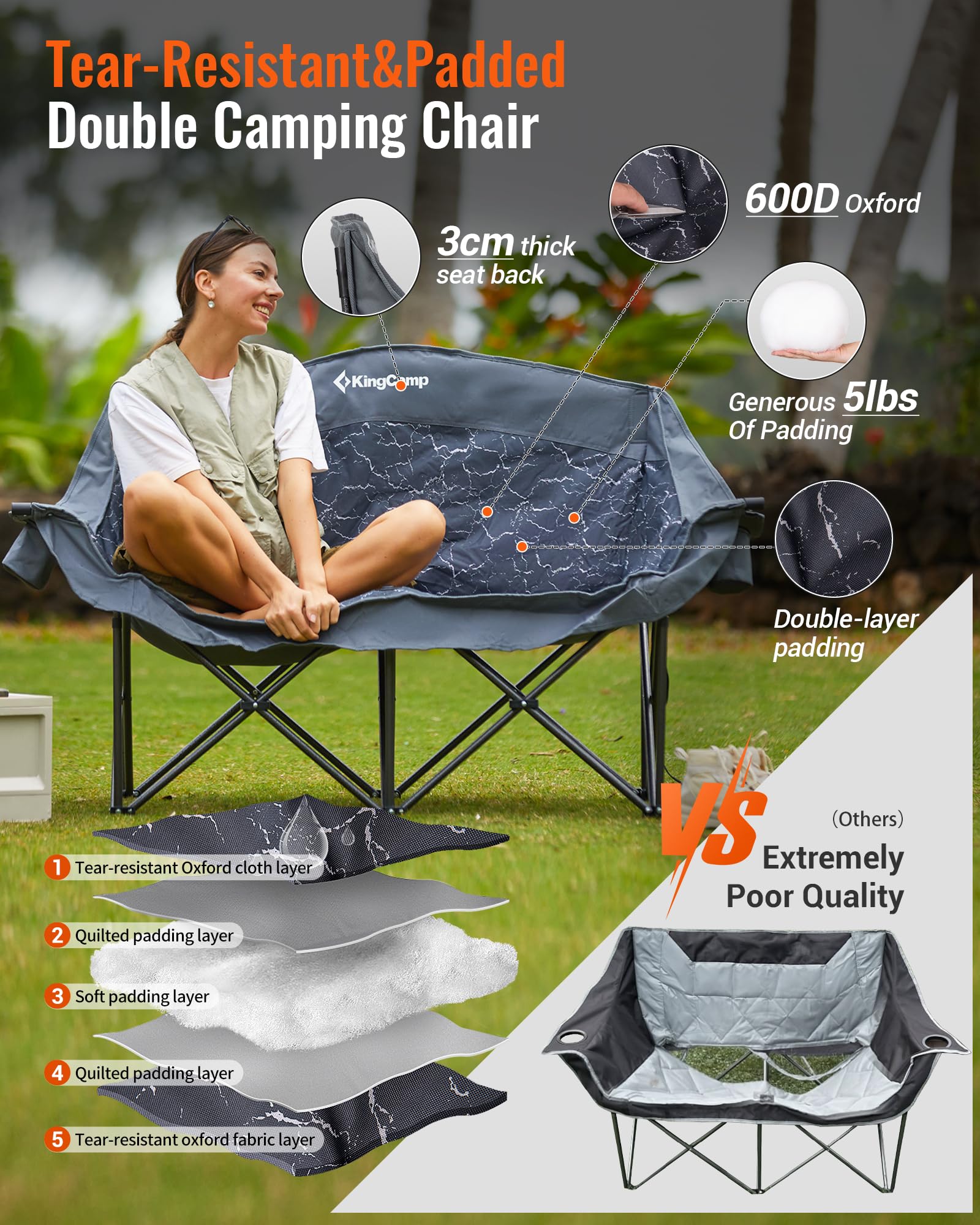 KingCamp CANNA C20 PLUS Loveseat Double Seat Chair
