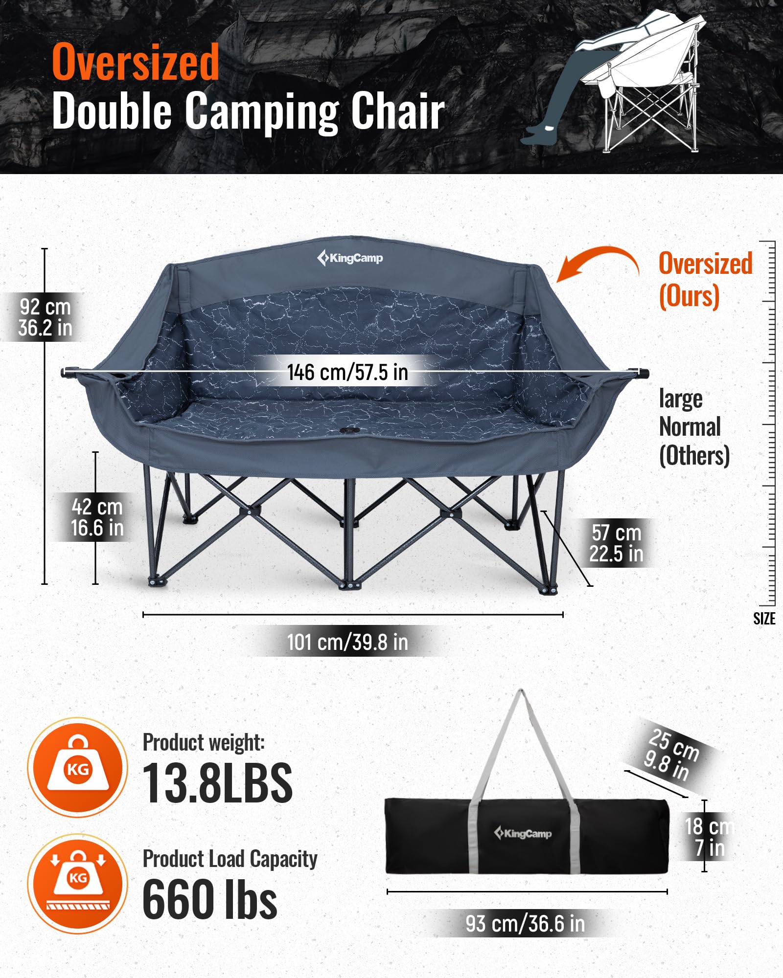KingCamp CANNA C20 PLUS Loveseat Double Seat Chair