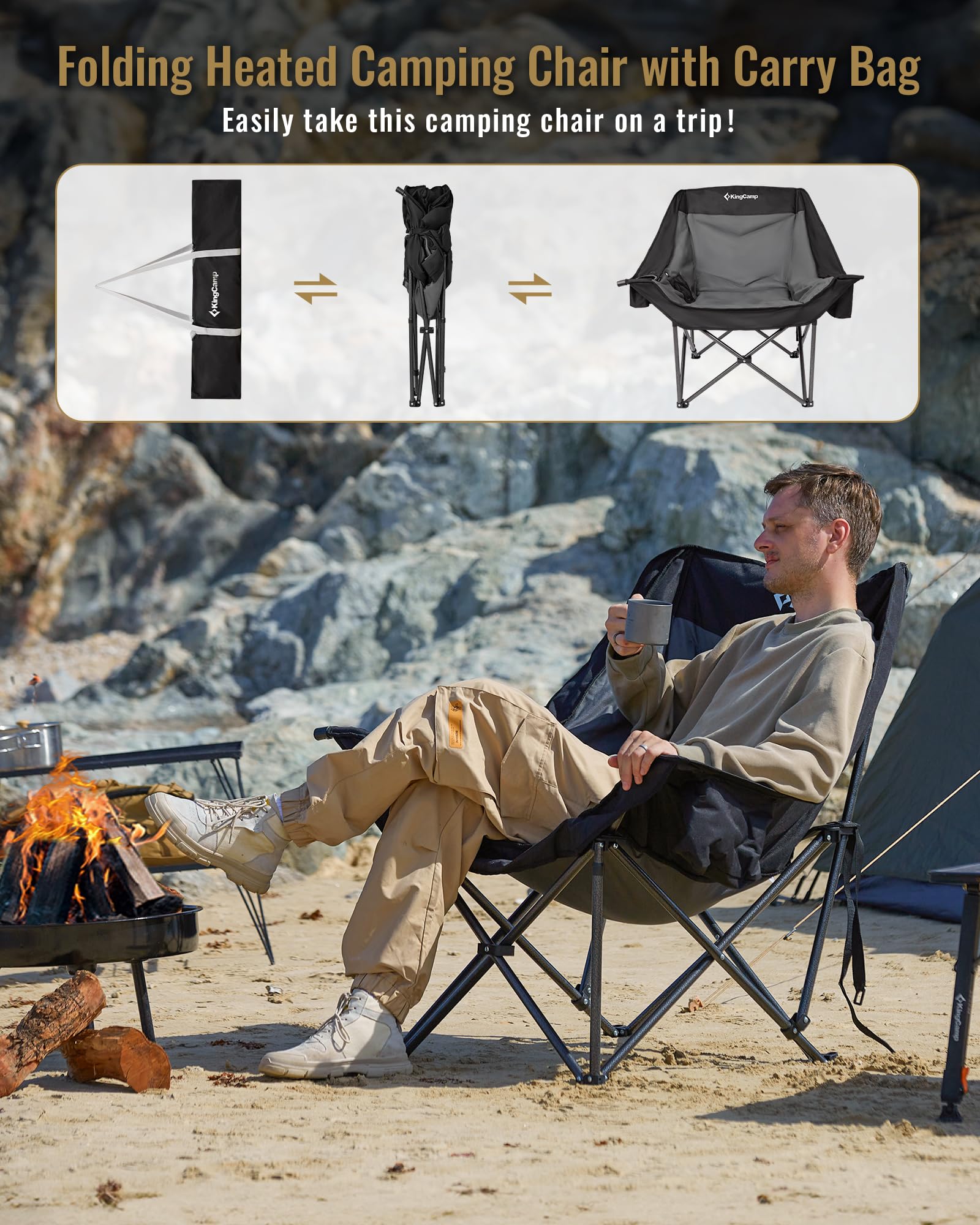 KingCamp CANNA C10 PLUS Heated Padded Camping Chair