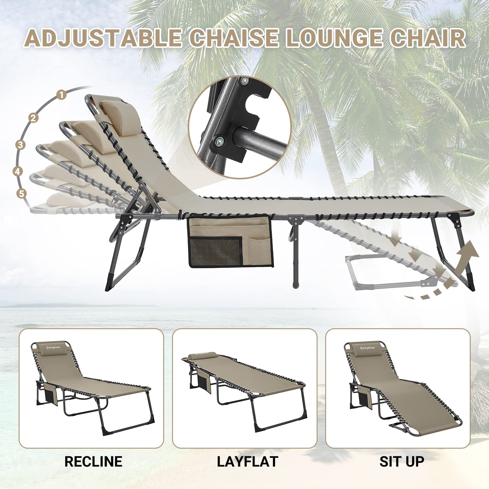KingCamp BERLIN Classic Adjustable Cot Lounge Chair