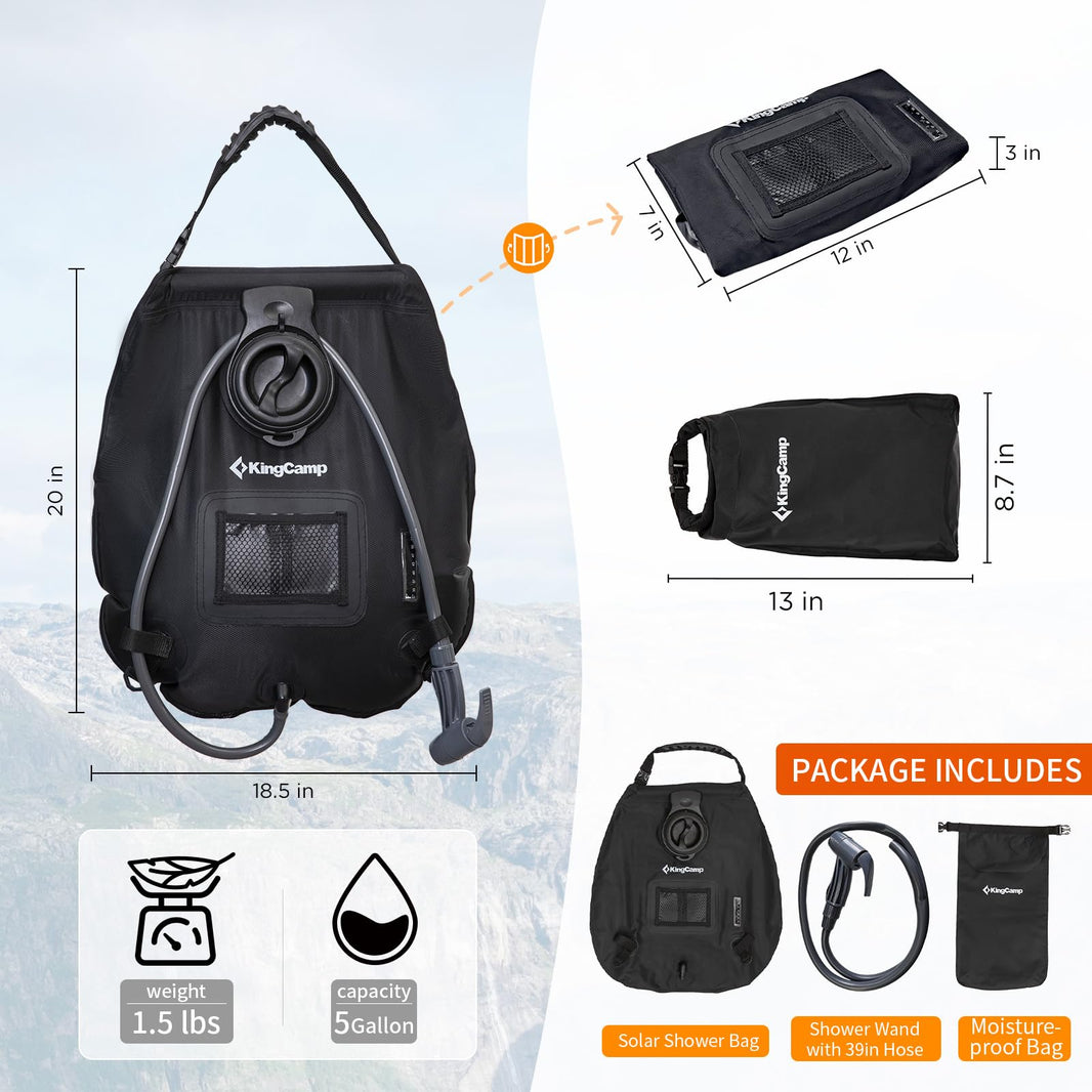 KingCamp Portable Solar Shower Bag For Camping