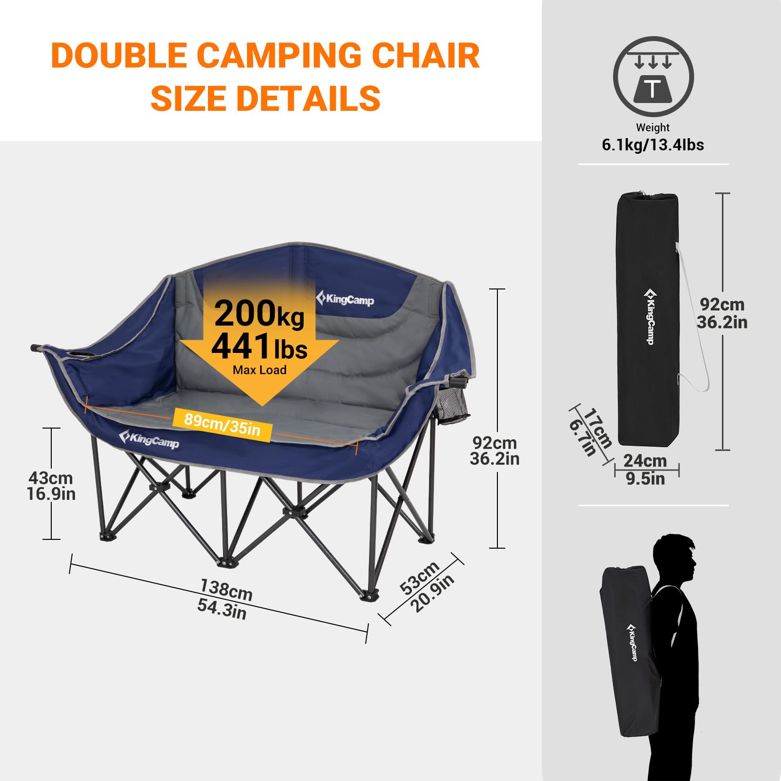 KingCamp CANNA C20 Loveseat Double Seat Chair