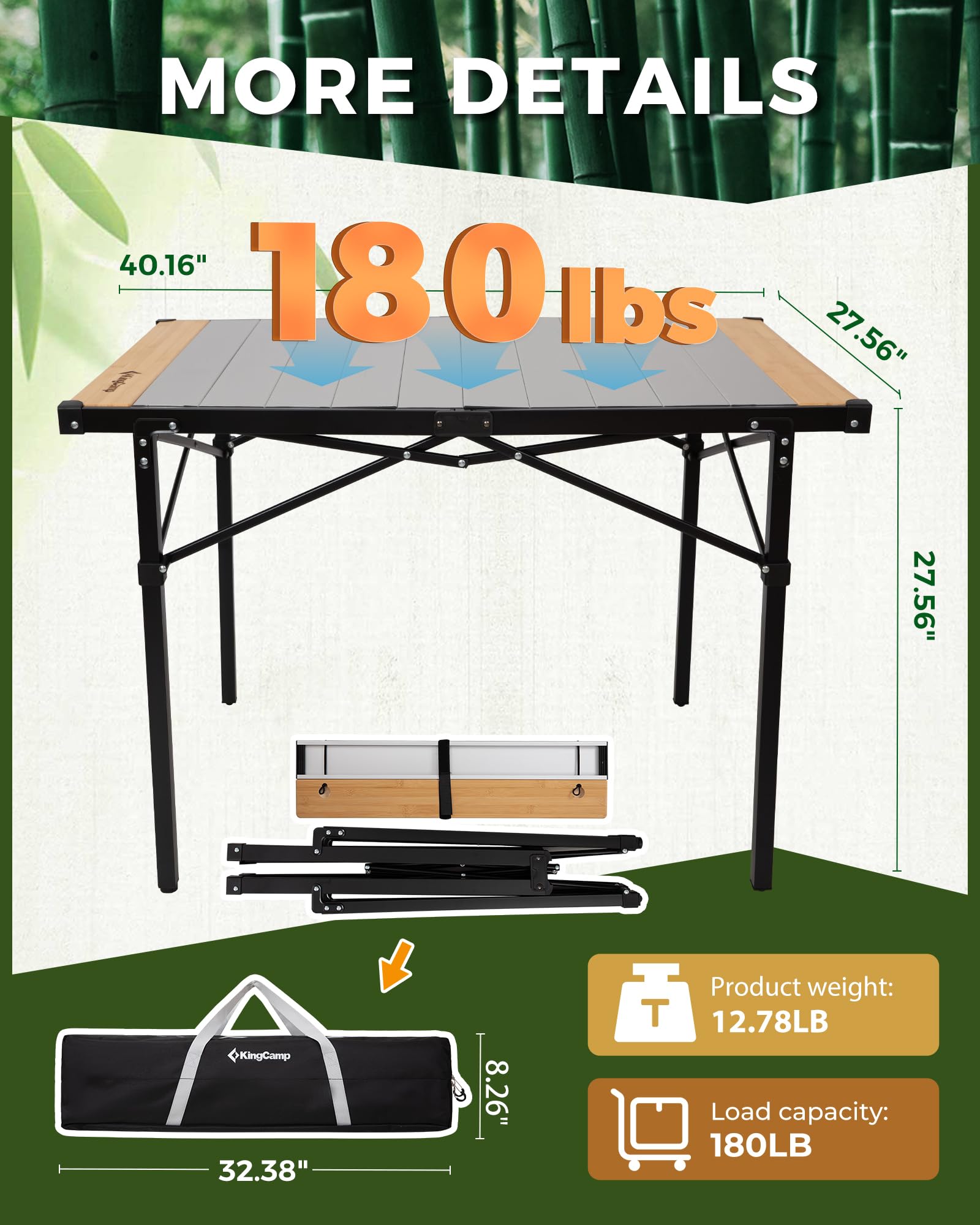 KingCamp GRANITE PRO M Folding Aluminum Table
