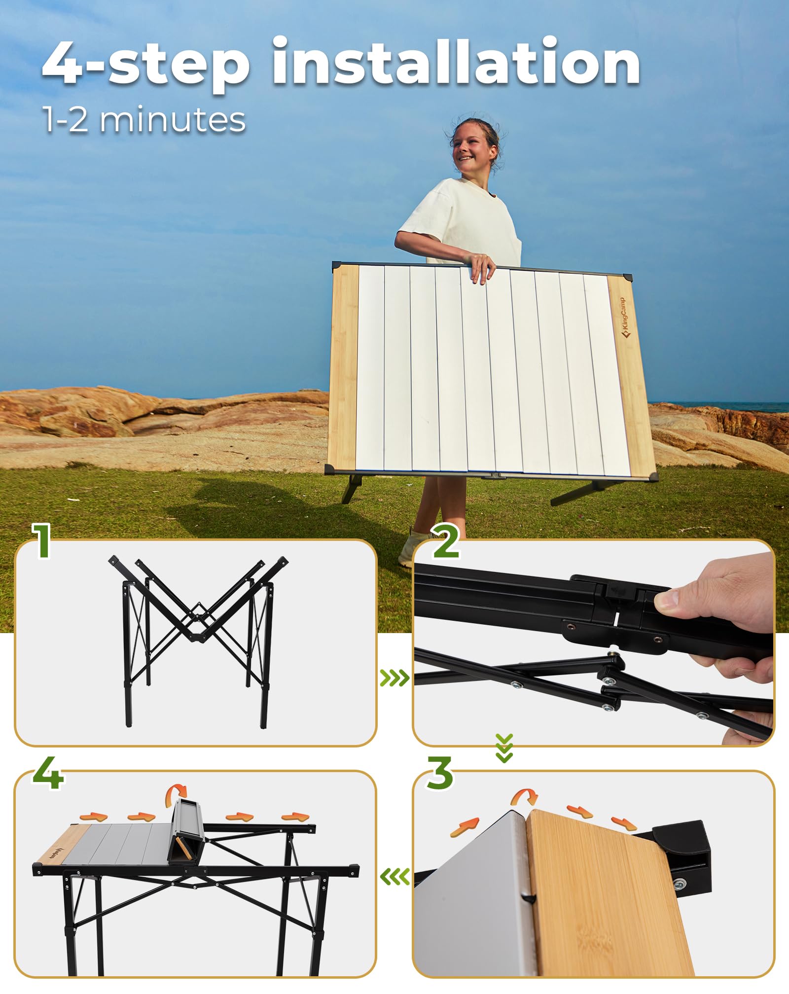 KingCamp GRANITE PRO M Folding Aluminum Table