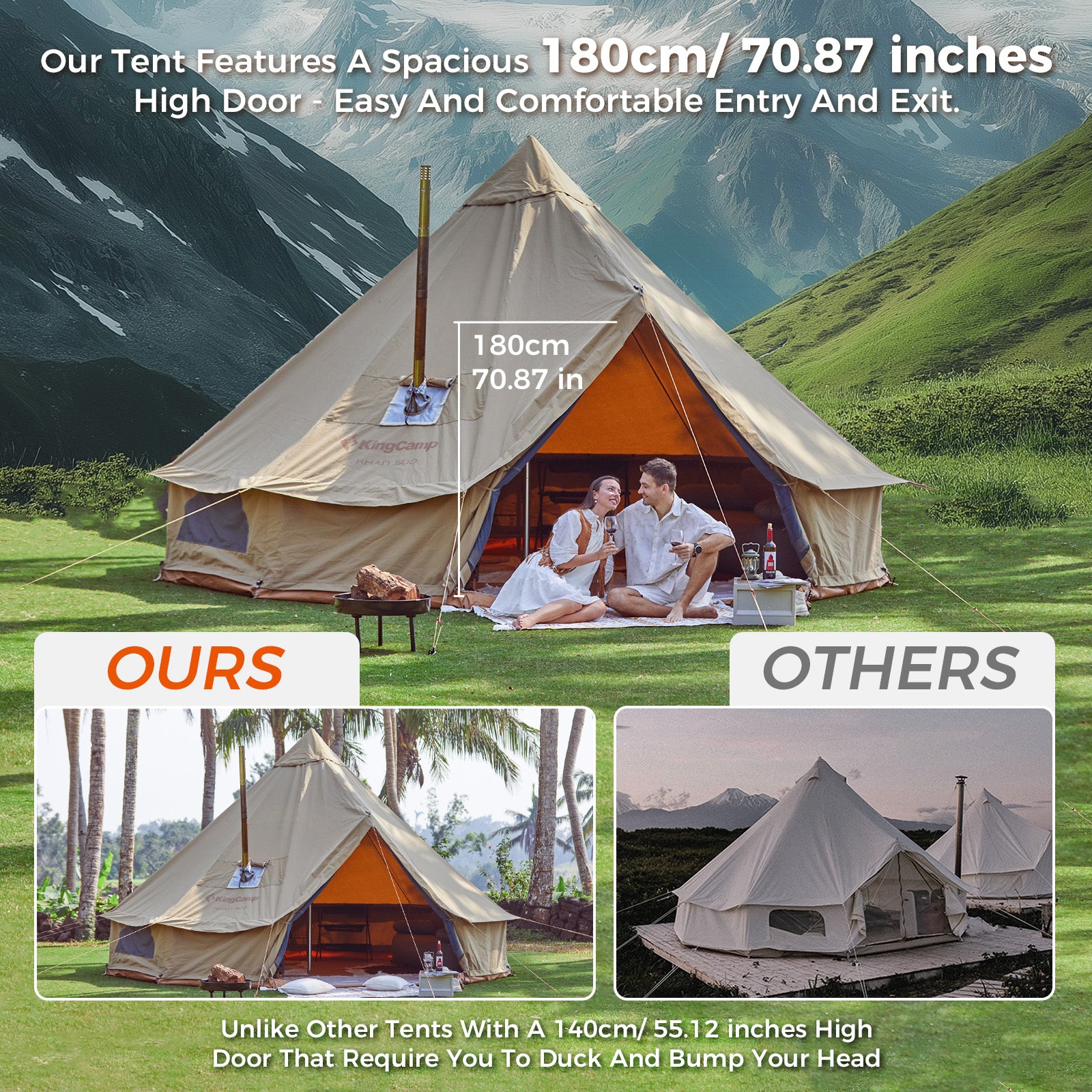 KingCamp KHAN X 340GSM TC Canvas 4-Season Bell Tent