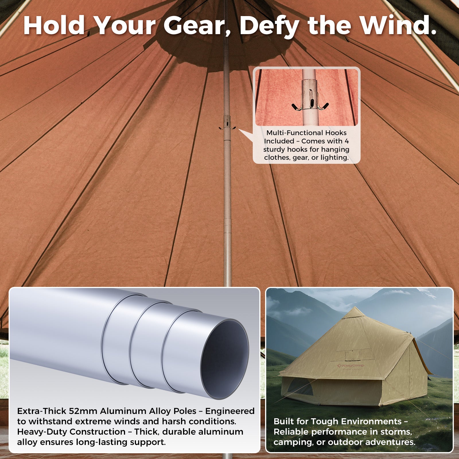 KingCamp KHAN X 340GSM TC Canvas 4-Season Bell Tent