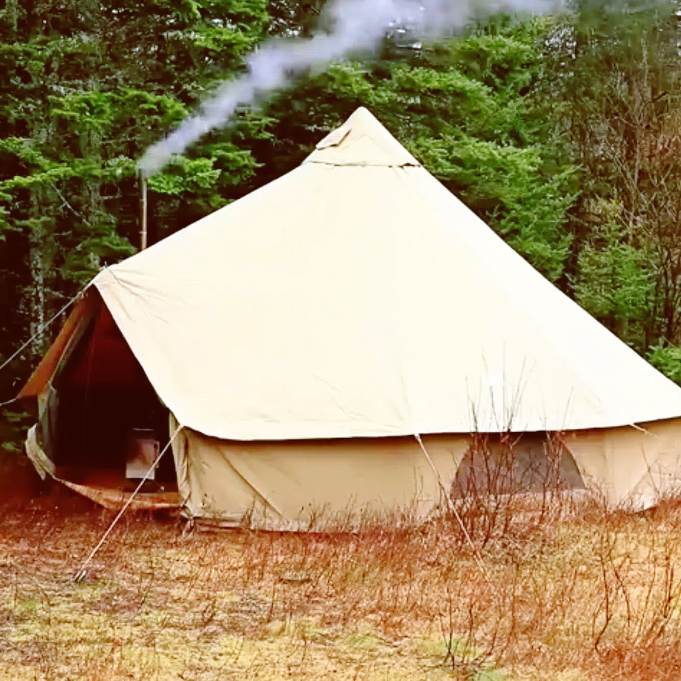 KingCamp Khan 4-Season Canvas Bell Tent with Stove bundle KT2011