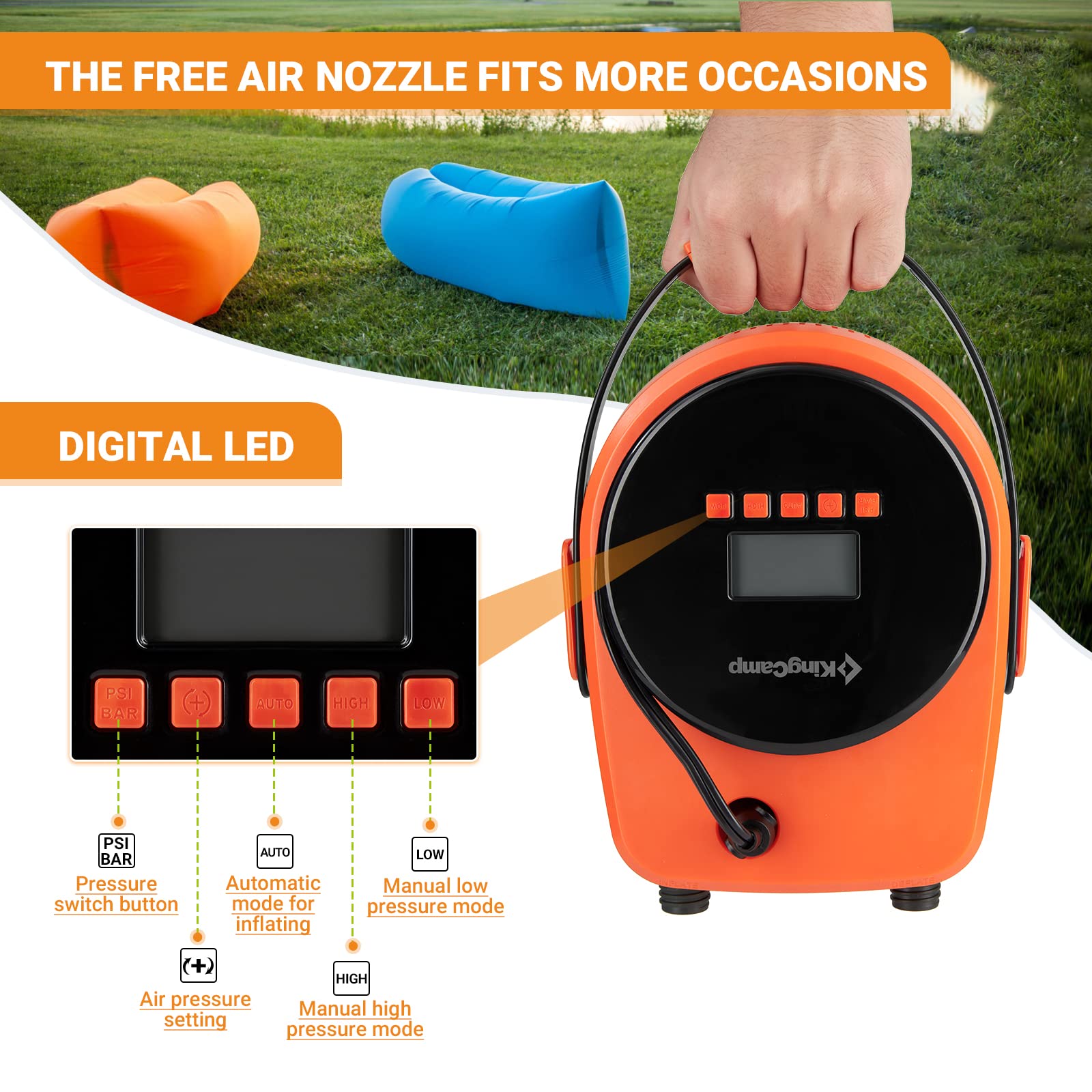 KingCamp THOR Portable Electric Air Pump for Tent & Mattress