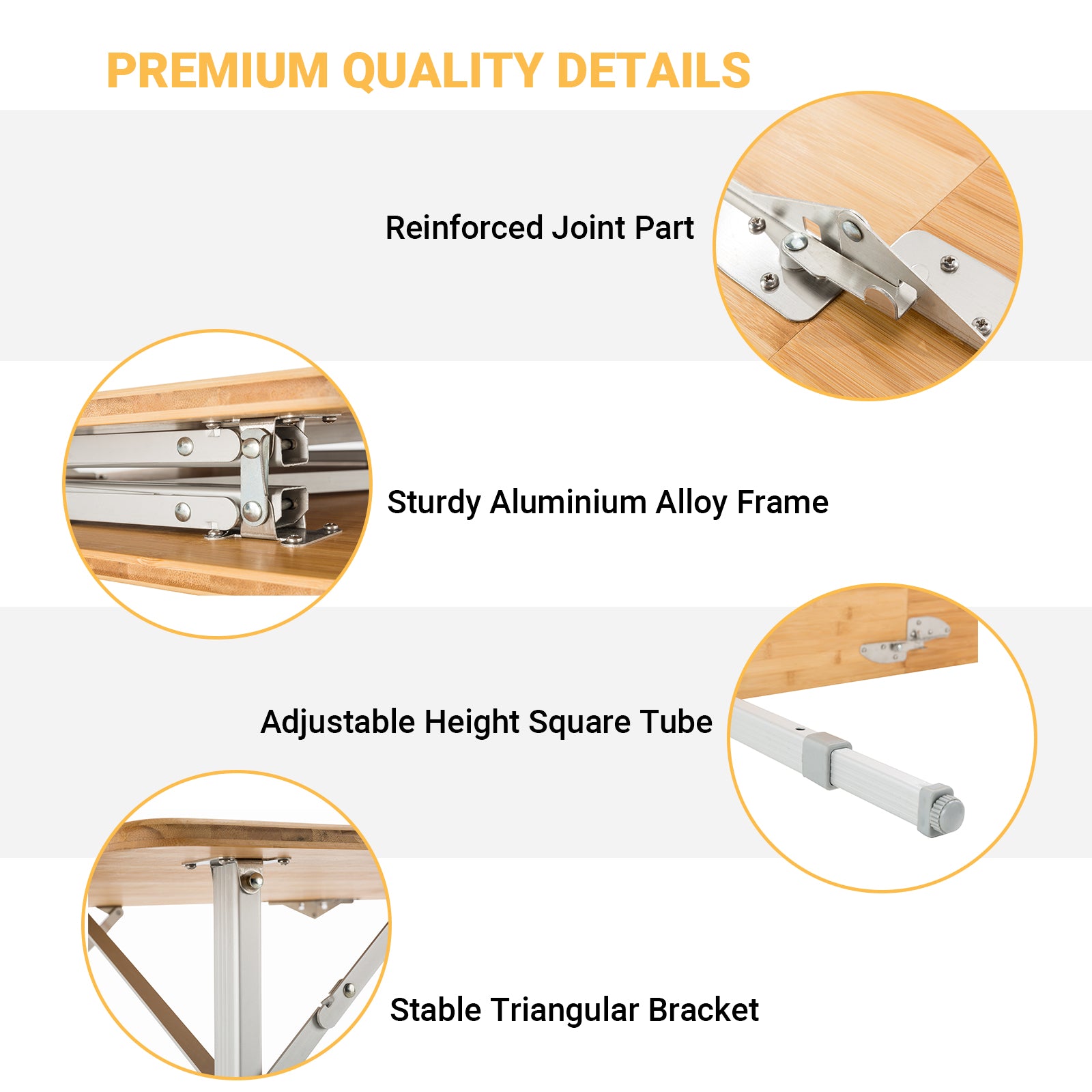KingCamp Bamboo Folding Adjustable Height Table