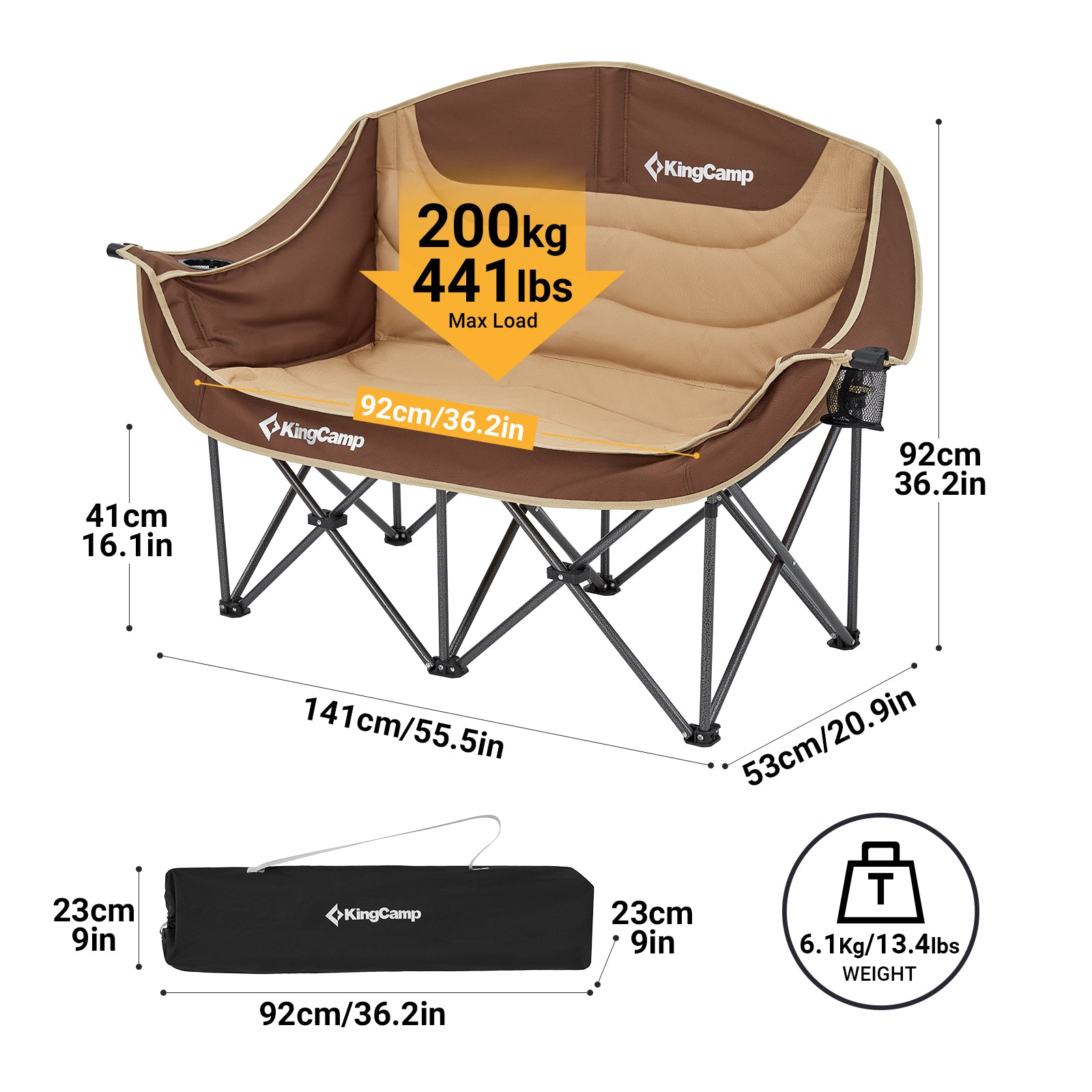 KingCamp CANNA C20 Loveseat Double Seat Chair