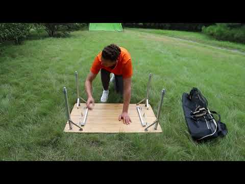 KingCamp Bamboo Folding Adjustable Height Camping Table 39x26