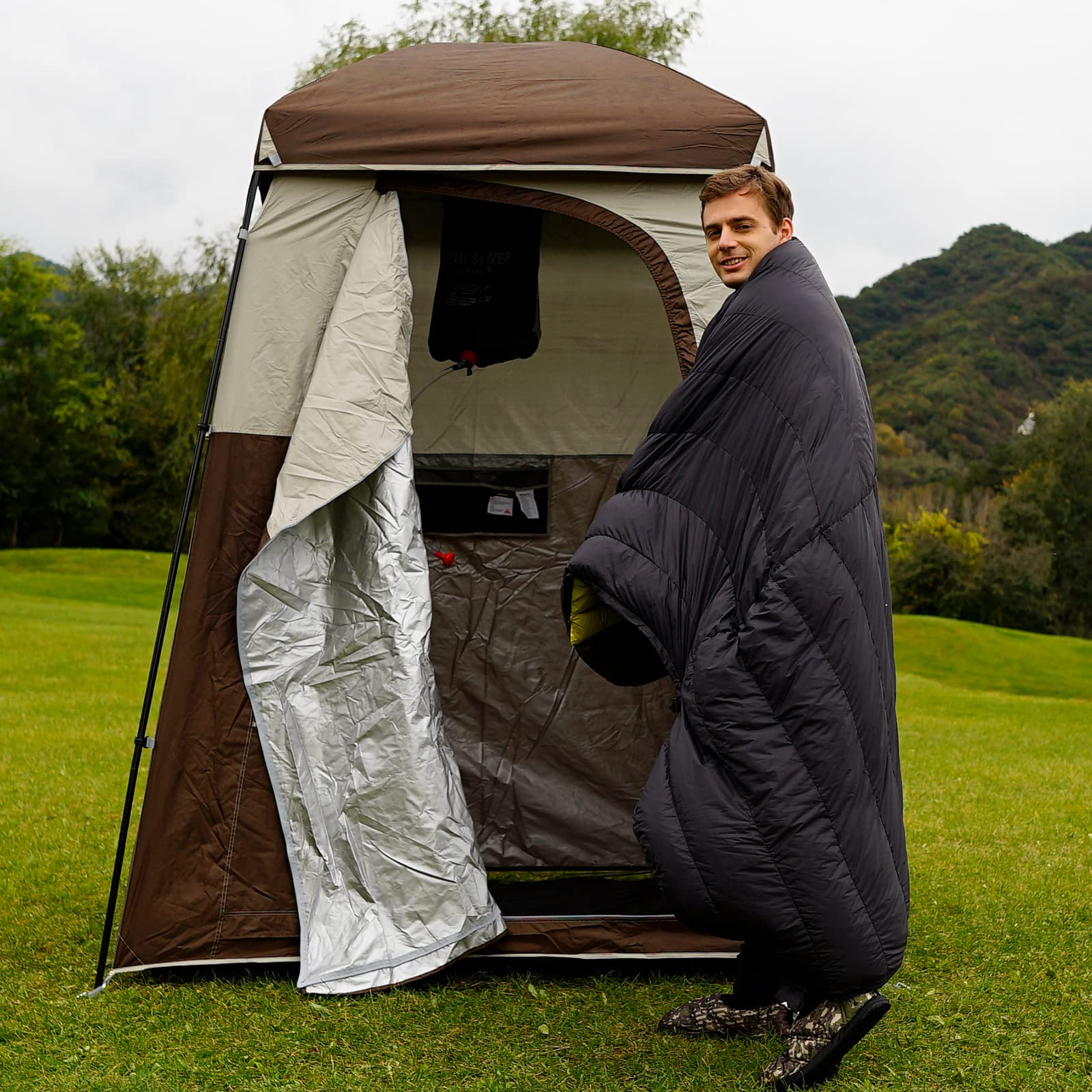 KingCamp Single Shower Tent with Camping Solar Shower
